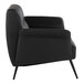 A black faux leather accent chair with a black metal frame.