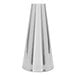 A round polished nickel steel side table with an hourglass base.