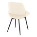 A cream faux leather chair with an open back and black metal legs.