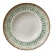 A round porcelain deep coupe plate with a jade green decorative border.