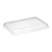 A clear plastic dome lid designed to fit a quarter size sheet pan.