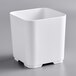 A square white melamine jar with a 48 oz. capacity.
