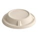 A round domed fiber take-out lid designed for 24-48 oz. containers.