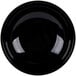 A black round ribbed plastic bowl.