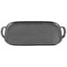 A rectangular matte black melamine tray with faux cast iron appearance and handles on both sides.