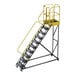 A 10-step extra heavy-duty rolling safety ladder with perforated tread and handrails, designed for industrial use.