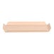 A rectangular clay-colored faux leather amenity tray with raised edges.