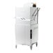 A commercial stainless steel door-type high temperature ventless dishwasher with a booster heater.