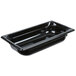 A black plastic Vollrath food pan with a black lid.