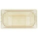 A white rectangular Vollrath plastic food pan with a circle in the middle.