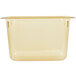 A Vollrath amber plastic food pan with a lid.