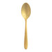 A brushed gold stainless steel demitasse spoon.