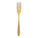 A brushed gold stainless steel dinner fork with a simple, elegant design.