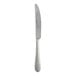 A stainless steel dessert knife with a textured handle.