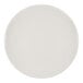 A plain, round, pearl white china coupe plate.