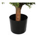An artificial potted boxwood ball topiary in a black plastic pot.