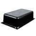 A black rectangular Vollrath plastic food pan with a lid.