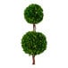 A preserved potted boxwood topiary featuring three spherical green balls on a single stem.