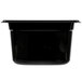 A black rectangular Vollrath plastic food pan.