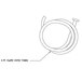 A black and white line drawing of a hose with a plastic end.
