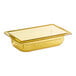 A Vollrath amber plastic food pan with lid.