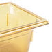 A Vollrath amber plastic food pan with a lid.