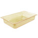 A Vollrath amber plastic food pan with a lid.