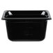 A black Vollrath plastic food pan with a lid.