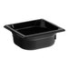 A black plastic Vollrath food pan on a table.