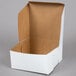A white, customizable bakery box with an open lid, designed for pies or baked goods.