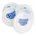 A set of clear plastic lids with a blue 'f'real' logo and a straw slot.