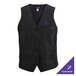 A women's extra small black brocade diamond pattern server vest with customizable options.