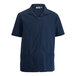 A men's vintage navy short-sleeve full-zip service or housekeeping shirt with two front pockets.