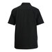 A men's black short-sleeve service or housekeeping shirt made from a poly/cotton blend, shown from the back.