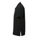 A men's black short-sleeve full-zip service or housekeeping shirt made from a poly/cotton blend, shown in a side view.