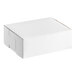 A plain white rectangular bakery box with a closed lid.