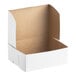 A white bakery box with an open lid, measuring 11 inches by 8 inches by 4 inches.