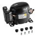 A black refrigeration compressor with mounting hardware, designed for use with the Avantco Ice EUC-G-80-A model.