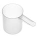 An 80 cc clear polypropylene scoop with a short handle.