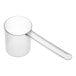 An 80 cc clear polypropylene scoop with a long handle.