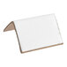 A white cardboard edge protector with a right-angle shape, used for packaging and shipping protection.