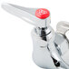 A T&S chrome wall mount faucet with lever handles.