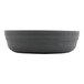 A round gray melamine bowl with a 24 oz. capacity.