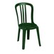 A green plastic Grosfillex Miami Bistro sidechair with white background.