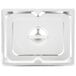 A stainless steel Vollrath steam table pan cover with a hole in it.