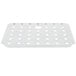 A white metal plate with holes.