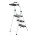 A three-step steel folding step stool with a project tray at the top.