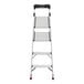 A four-step aluminum folding hybrid step ladder.