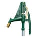 A green non-freeze sanitary ground hydrant with a lever handle and brass nozzle.