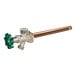 An 8-inch non-freeze anti-siphon wall hydrant with a green handle and copper extension.